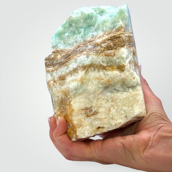 Large Caribbean Calcite, Rough Crystal Freeform, Pistachio Calcite, Raw Stone - Picture 16 of 16